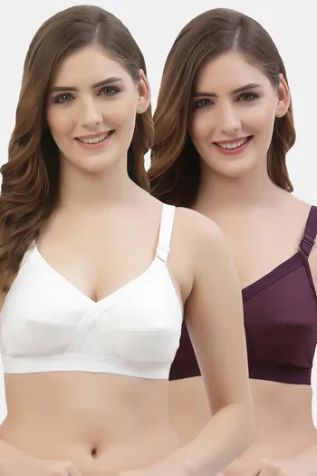 Buy Floret Double Layered Non Wired Full Coverage Super Support Bra - White  Wine at Rs.778 online