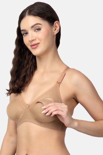 Buy Floret Double Layered Non-Wired Full Coverage Maternity / Nursing Bra - Nude