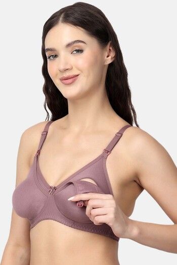 Buy Floret Double Layered Non-Wired Full Coverage Maternity / Nursing Bra - Wood