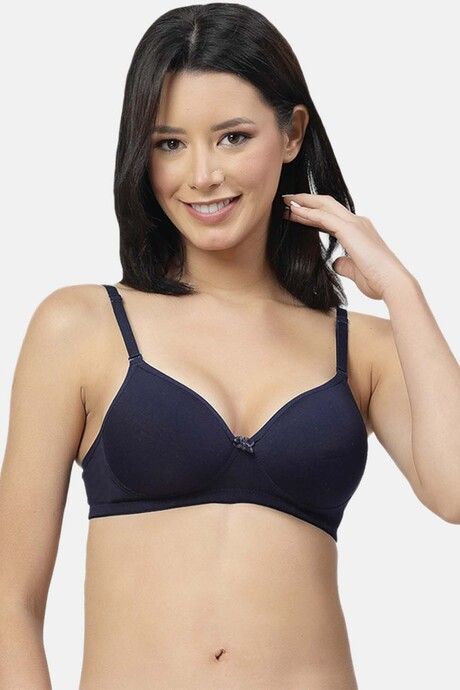 Floret Padded Non-Wired Medium Coverage T-Shirt Bra - Navy