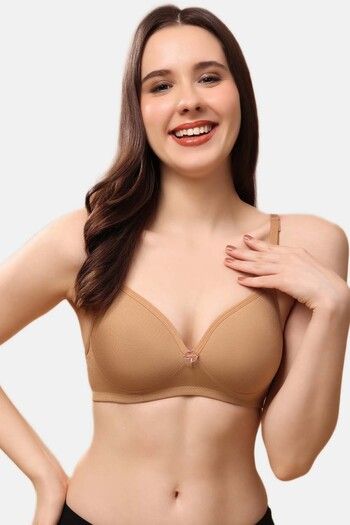 Buy Floret Padded Non-Wired Medium Coverage T-Shirt Bra - Nude