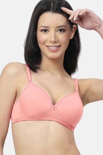 Buy Floret Padded Non-Wired Medium Coverage T-Shirt Bra - Peach