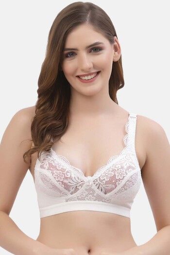 Buy Floret Lightly Lined Non-Wired Full Coverage Lace Bra - White