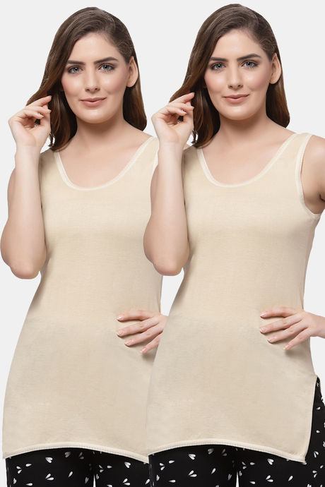 Floret Cotton Camisole (Pack of 2) - Skin