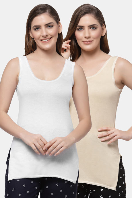 Floret Cotton Camisole (Pack of 2) - White Skin