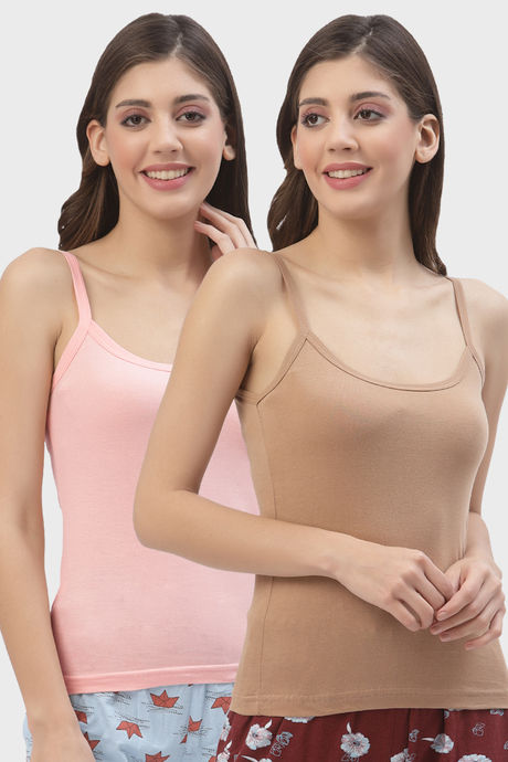 Buy Floret Cotton Camisole (Pack of 2) - Peach Nude at Rs.418