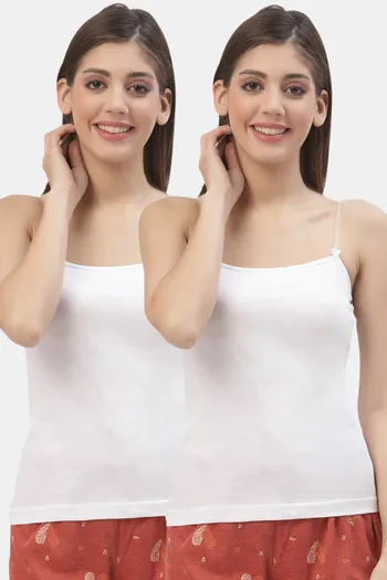Buy Floret Cotton Camisole (Pack of 2) - White at Rs.458 online