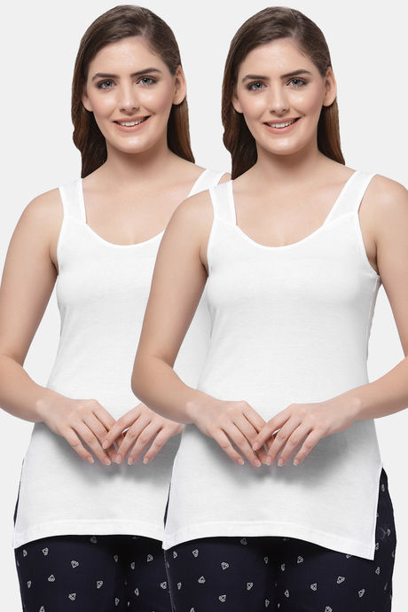 Floret Cotton Camisole (Pack of 2) - White
