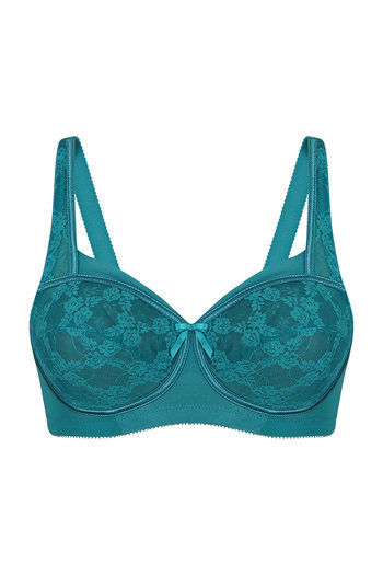 Enamor Non Padded Wire Free Three Fourth Coverage Lacy Bra- Blue