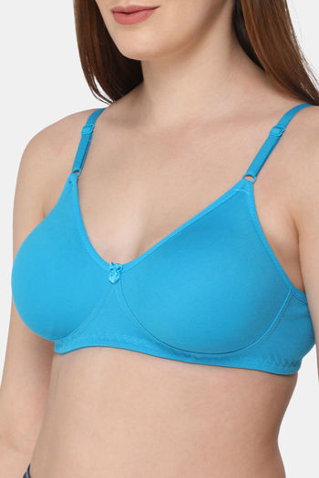 Buy Naidu Hall Single Layered Non Wired Medium Coverage Super Support Bra -  Blue Atoll at Rs.220 online