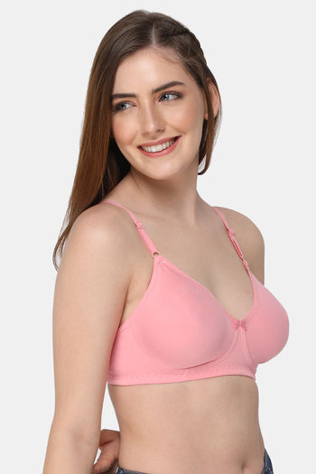 Buy Naidu Hall Single Layered Non Wired Medium Coverage Super Support Bra -  Pink at Rs.220 online