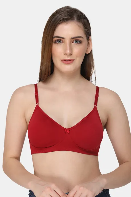 Buy Naidu Hall Single Layered Non Wired Medium Coverage Super Support Bra -  Red at Rs.220 online