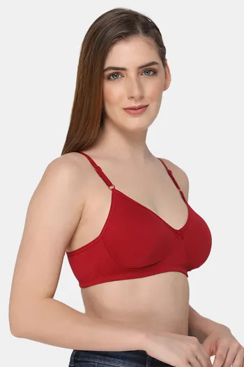 Buy Naidu Hall Single Layered Non Wired Medium Coverage Super Support Bra -  Red at Rs.220 online
