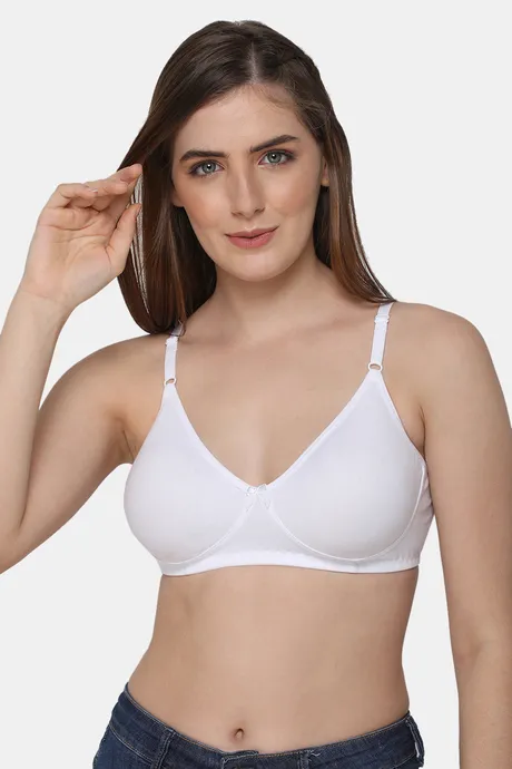 Buy Naidu Hall Single Layered Non Wired Medium Coverage Super Support Bra -  White at Rs.220 online
