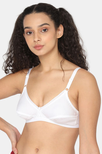 Buy Non-Padded Non-Wired Full Cup Bra in White - Lace Online India