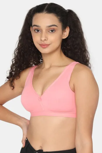 Buy Naidu Hall Single Layered Non Wired 3/4th Coverage T-Shirt Bra - Pink  at Rs.210 online