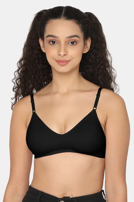 Buy Naidu Hall Single Layered Non Wired Full Coverage Bra - Black at Rs.175  online