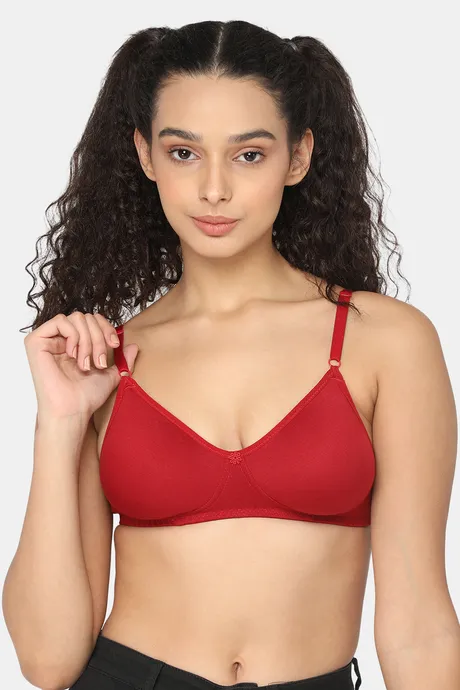 Buy Naidu Hall Single Layered Non Wired Medium Coverage T-Shirt Bra - Red  at Rs.175 online