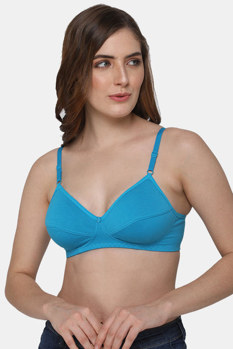 Buy Naidu Hall Single Layered Non Wired Medium Coverage Bra - Blue Atoll at  Rs.170 online