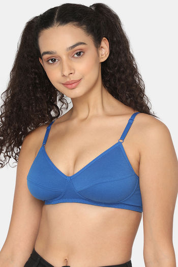 Naidu Hall Double Layered Non Wired Full Coverage Blouse Bra - Blue