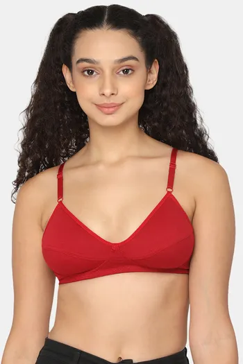 Buy Naidu Hall Single Layered Non Wired Medium Coverage Bra - Red at Rs.170  online
