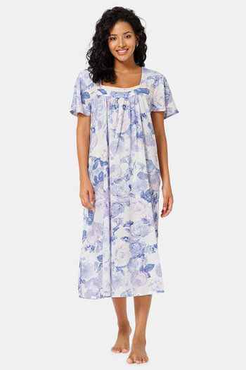 Naiduhall Cotton Full Length Nightdress Violet