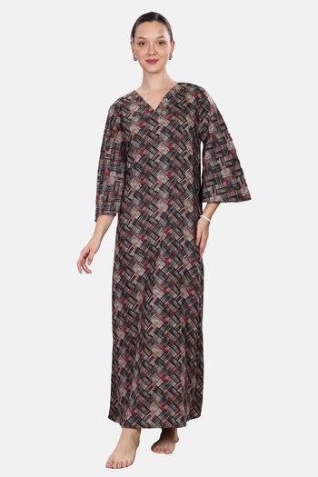 Buy Naidu Hall Cotton Full Length Nightdress - Green