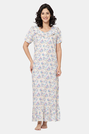 Buy Naidu Hall Cotton Full Length Nightdress - Yellow