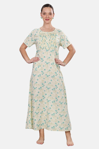Buy Naidu Hall Cotton Full Length Nightdress - Cream