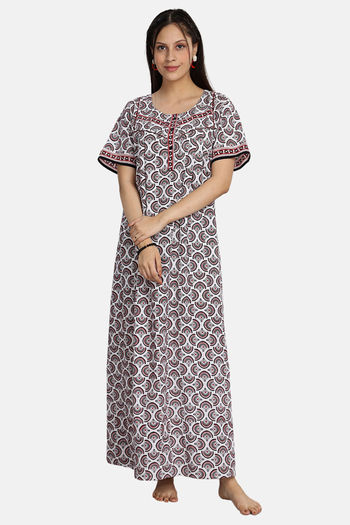 Buy Naidu Hall Cotton Full Length Nightdress - White