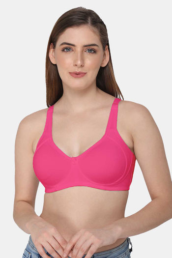 High Coverage Non-Padded Non-Wired Cotton Full Figure Everyday Intimacy Bra  - Red