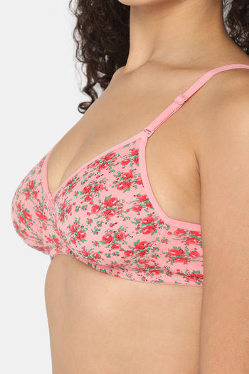 Buy Intimacy Single Layered Non Wired Medium Coverage T-Shirt Bra - Pink  Print at Rs.300 online