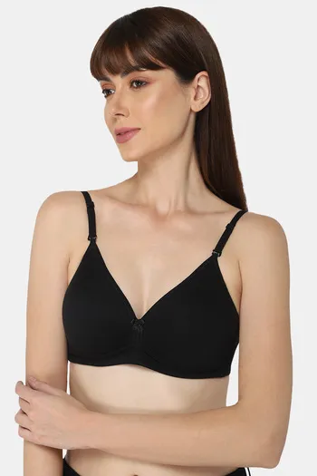 Lace Black Padded Non-wired Demi Cup Plunge Bralette