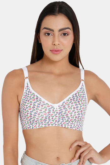 Buy Intimacy Double Layered Non Wired Full Coverage T-Shirt Bra - White Print