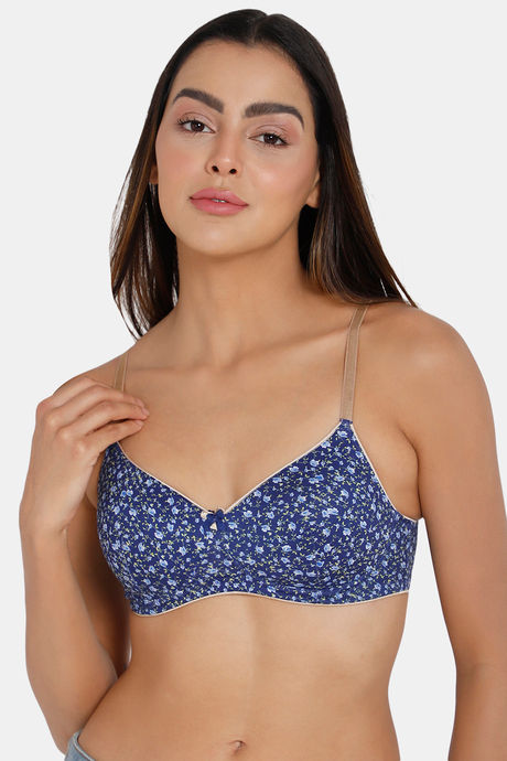 Buy Penny by Zivame Women's Cotton Elastane Padded Non-Wired Casual T-Shirt  Bra (PY1022FASH0BLUE0036B_Blue_36B) at