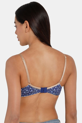 BigSaleDeals  Non-Padded Non-Wired Full Coverage T-Shirt Bra In Blue -  Cotton Rich