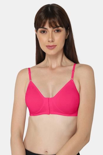 Zivame Jacquard Scrolls Single Layered Non-Wired 3/4Th Coverage T-Shirt Bra  - Rhododendron (32B)