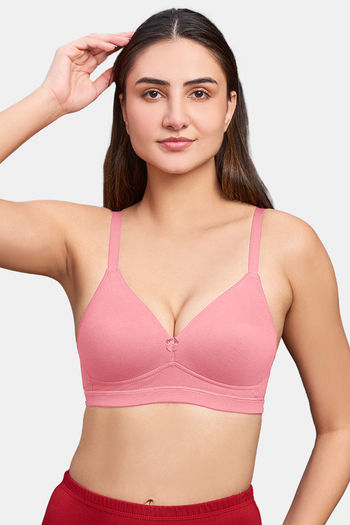 High Coverage Non-Padded Non-Wired Cotton Full Figure Everyday Intimacy Bra  - Red