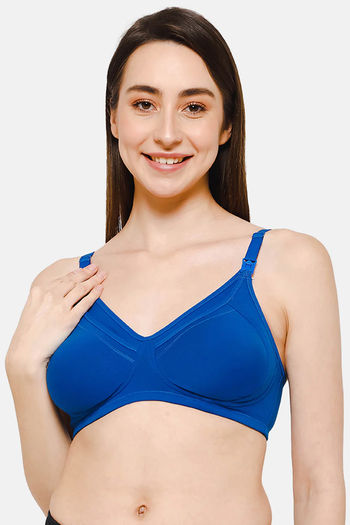 Buy Intimacy Double Layered Non Wired 3/4th Coverage Maternity T-Shirt Bra - Blue