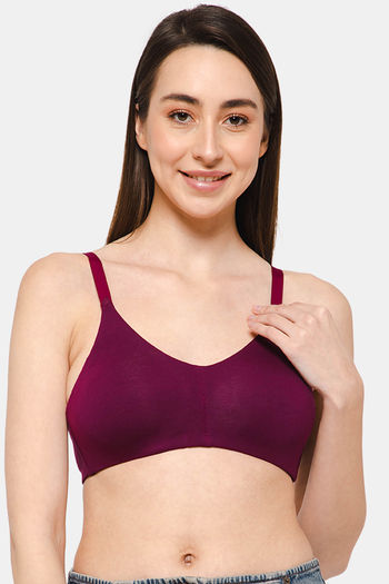Buy Intimacy Double Layered Non Wired Full Coverage T-Shirt Bra - Wine