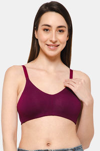 Buy Komli Lightly Padded Non Wired Full Coverage Bra - Wine at Rs.355  online