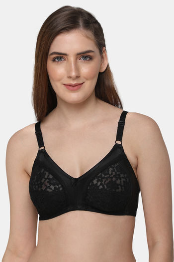 Buy Intimacy Double Layered Non Wired Full Coverage Lace Bra - Black