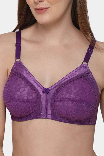 Lace purple bra in silk and Lace - Full coverage bra - Perfect for