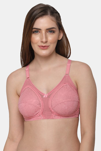 Buy Intimacy Double Layered Non Wired Full Coverage Lace Bra - Rose