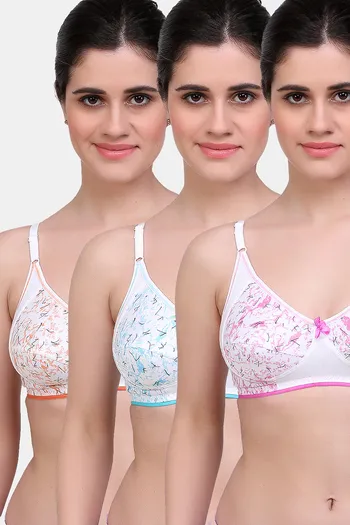 Buy Maroon Clothing Single Layered Non-Wired Full Coverage T-Shirt Bra  (Pack Of 3) - Green, Purple, Pink at Rs.393 online