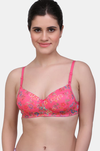 Buy Maroon Clothing Double Layered Non-Wired Medium Coverage T-Shirt Bra -  Pink at Rs.283 online