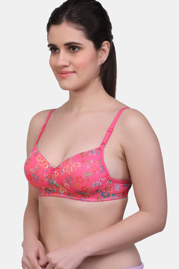 Zivame Padded Non Wired 3/4th Coverage T-Shirt Bra - Rhododendron