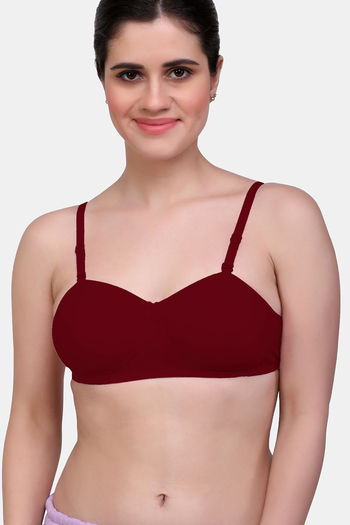Buy Maroon Clothing Double Layered Non-Wired Medium Coverage T-Shirt Bra -  Maroon at Rs.259 online