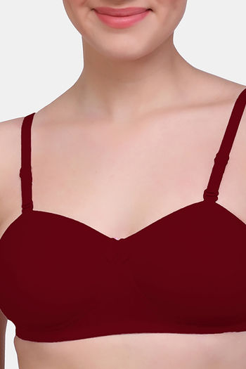 Buy Maroon Clothing Double Layered Non-Wired Medium Coverage T-Shirt Bra -  Maroon at Rs.259 online