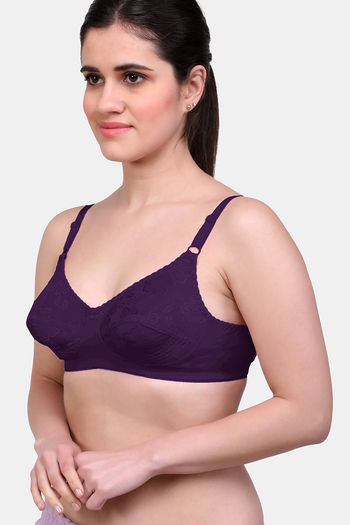 Maroon Clothing Double Layered Non-Wired Full Coverage Lace Bra - Blue